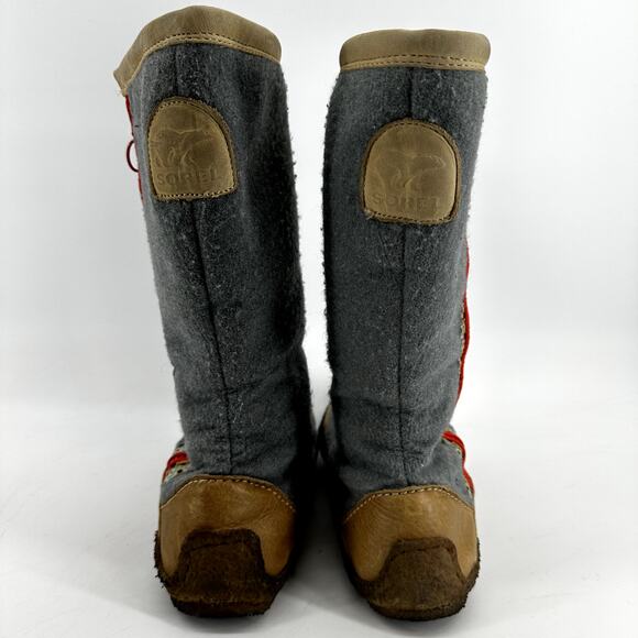 Sorel Norquay Winter Boots Zip Up Mid Calf Round Toe Wool Leather Fleece Gray 7 - Picture 5 of 7